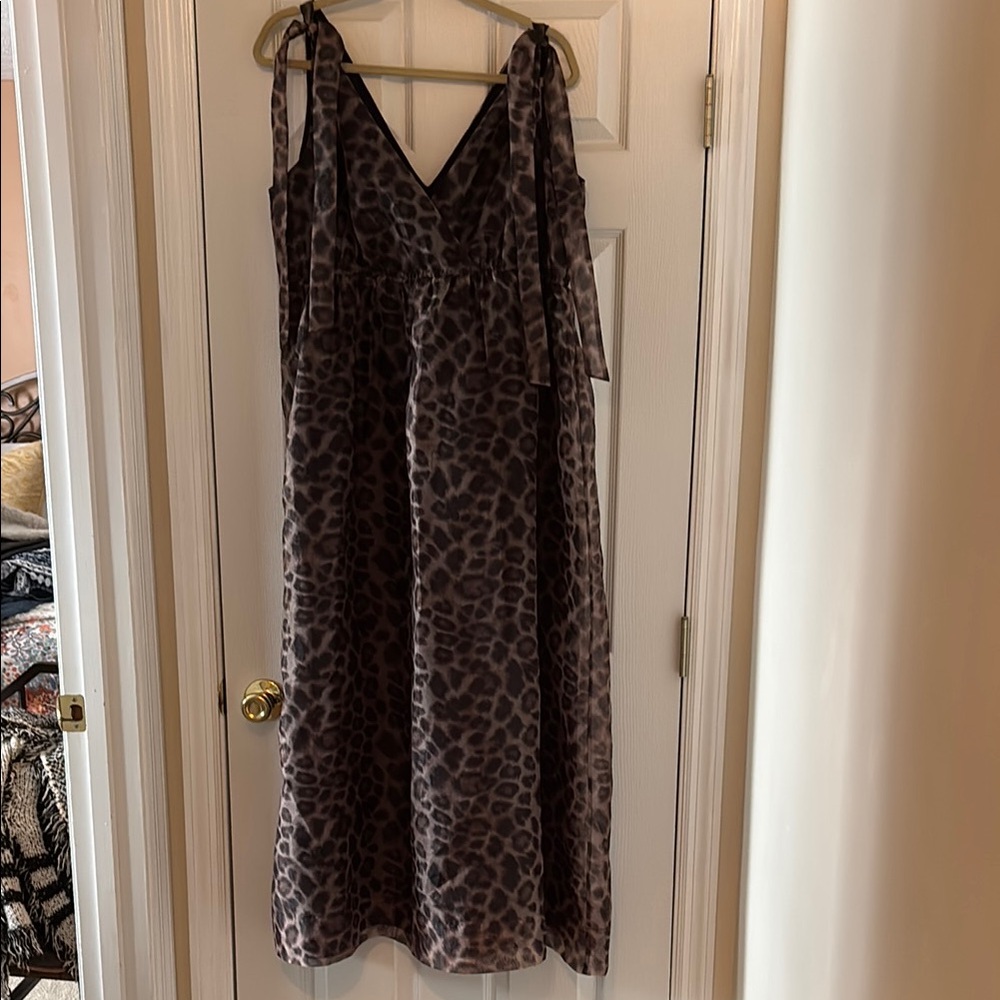Daniel Rainn Brown and Black Sleeveless V-Neck Maxi Gown
